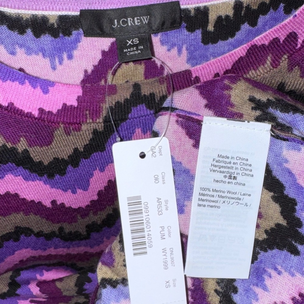 J.Crew Tippi Pullover Merino Wool Zig Zag Chevron Knit Sweater XS‎ NWT - Picture 9 of 11